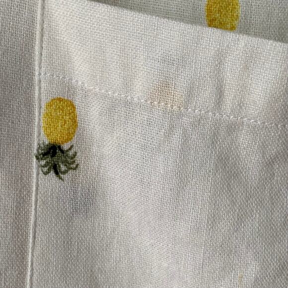 Rae Dunn Women's Linen Pineapple Print Button Up Shirt Short Sleeve Collar Large - Picture 5 of 16